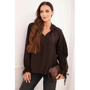 Dámska blúzka z viskózy tmavohnedá - FPrice
