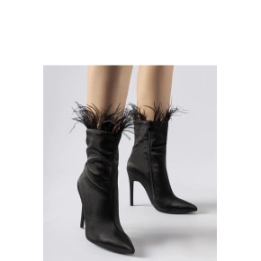 Dámske členkové topánky na podpätku 9582 Black - Super mode