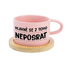 DON'T GET AWAY - ružový hrnček s makrónkou 200 ml