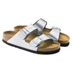 Birkenstock dámske strieborné žabky Arizona Birko-Flor Silver regular wide (1012282)