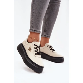 Dámske poltopánky 41495 Light beige with black - VINCEZA