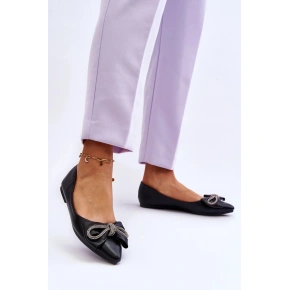 Elegantné balerínky s mašľou 9513 black - Sweet Shoes