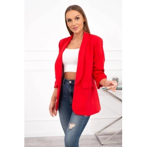 Elegantné dámske sako s klopami červené - Koucla