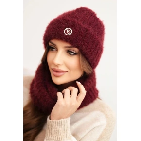 Dámska súprava čiapky a šálu bordová - K-Fashion
