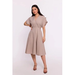 Roztiahnuté šaty B278 béžová - BeWear