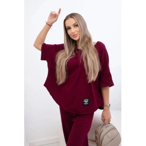 Súprava bavlnenej blúzky a nohavíc 6727 bordová - Kesi