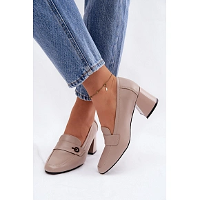 Dámske kožené poltopánky 18119 beige - Vinceza