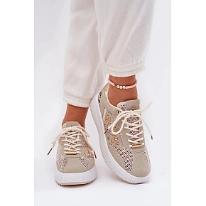 Dámska športová obuv YY-157 beige with white - Step in style Dámska športová obuv YY-157 beige with white - Step in style