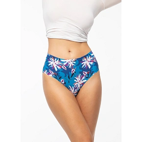 Dámske nohavičky Tissento Simple Brasil Maxi Panties Blue with Flowers - Julimex
