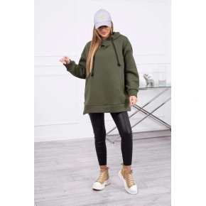 Dámska zateplená mikina 9380 Khaki green - K-Fashion
