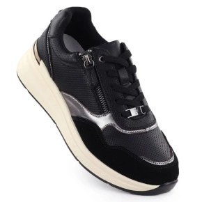Dámske kožené čižmy Filippo DP7105/25 v čiernej metalíze