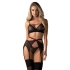 Dámsky sexy set Novenes 3-dielny set Black - Obsessive