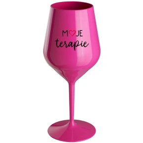 MOJE TERAPIE - ružový nerozbitný pohár na víno 470 ml