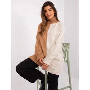 Dámsky sveter s rolákom BA SW 0234.65P Camel beige - Badu
