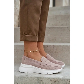Dámske semišové mokasíny 79626 beige - Vinceza
