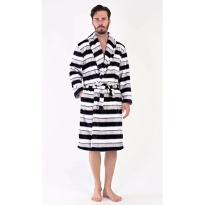 Pánsky župan William Shawl-Collar Gray-White-Black - Vienetta