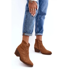 Dámske členkové topánky na podpätku SN622-29 model 187338 Brown - DA Sbarski