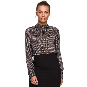 Dámska šifónová blúzka S235 – model 1 Čierno-biela – Stylove