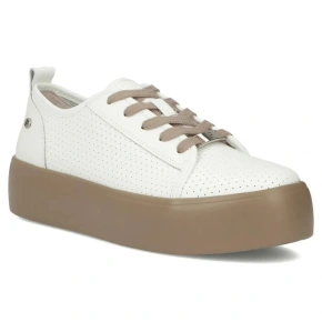 Dámske kožené poltopánky športové creepers biele Filippo DP6116