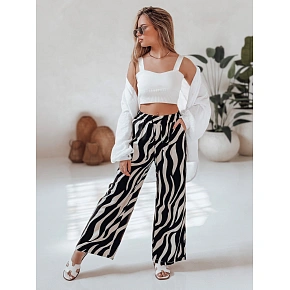 Dámske pruhované nohavice so širokými nohavicami ZEBRAVIBE UY2653 béžovo-čierne – FashionStreet Dámske pruhované nohavice so širokými nohavicami ZEBRAVIBE UY2653 béžovo-čierne – FashionStreet
