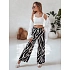 Dámske pruhované nohavice so širokými nohavicami ZEBRAVIBE UY2653 béžovo-čierne – FashionStreet