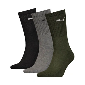 Ponožky Puma Crew, 3 páry, čierne, sivé, zelené, 880355, 28