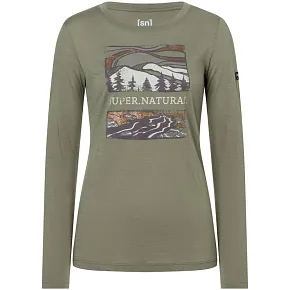 Koszulka z długim rękawem damska SUPER.NATURAL W Great Bear River LS zielona