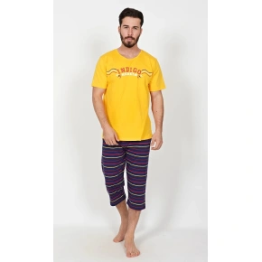 Pánske capri pyžamo Indigo Yellow s tmavomodrou - Gazzaz
