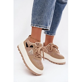 Dámske topánky na platforme A209 beige - Sweet Shoes