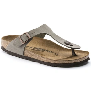 Grey-beige dámske žabky Birkenstock Gizeh Birko-Flor Nubuck Stone regular width (43391) dámske