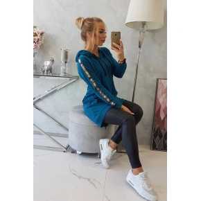 Dámska dlhšia mikina so zipsom vzadu 8997 Marine Petrol - K-Fashion