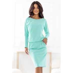 Mikinové šaty s vreckami 189-12 mint - Numoco