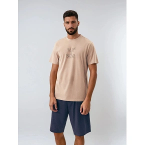 Pánske pyžamo Dreamber 42632-02X Béžová/tmavomodrá - Henderson