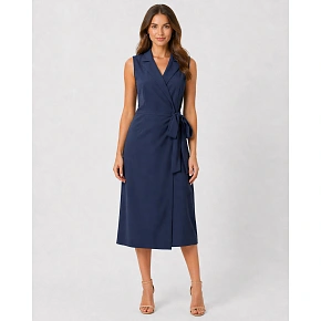 Dámske elegantné zavinovacie šaty S275 tmavomodré - Stylove