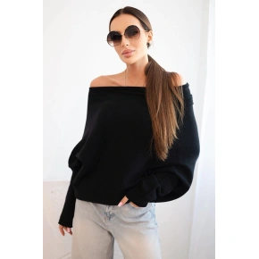 Asymetrický netopierí sveter z viskózy čierny - FPrice