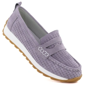 Fialové semišové kožené mokasíny Sergio Leone SP009