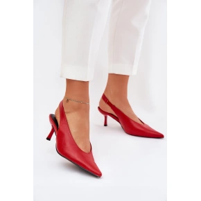 Dámske lodičky na otvorenom podpätku P-1436 Červená - Stephan Paris