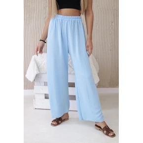 Dámske nohavice so širokými nohavicami 29400 Svetlomodrá - K-Fashion