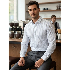 Pánska košeľa DX2438 bielo-modrá - FashionStreet