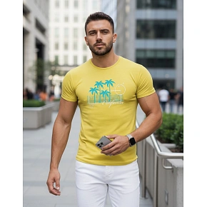 Pánske tričko s potlačou Classic NX5020R, žlté – FashionStreet