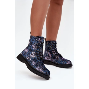Dámske zateplené členkové topánky 57C1052 Dark Blue Pattern - Artiker