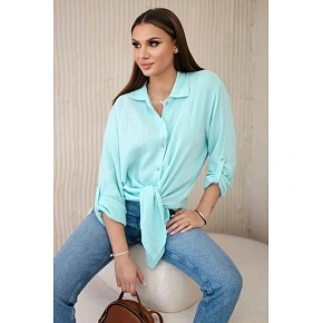 Bavlnená mušelínová košeľa Art208 tyrkysová - Kesi
