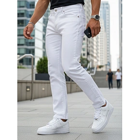Pánske biele slim fit džínsy UX4487 white - FashionStreet Pánske biele slim fit džínsy UX4487 white - FashionStreet
