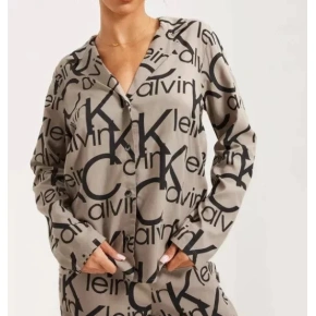 Dámsky vrchný diel pyžama QS6848E 5VM béžová / čierna - Calvin Klein