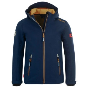 TrollKids Trollfjord softshellová bunda navy blue/gold/yellow (161-146)
