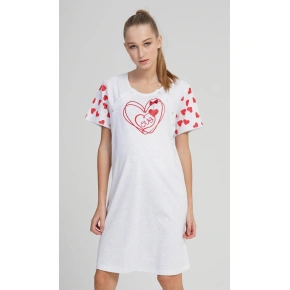Dámska tehotenská nočná košeľa Love Light Grey Printed - Vienetta