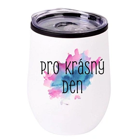 Termohrnček "miska" - Akvarelová tlač Na krásny deň 2 - biela Termohrnček "miska" - Akvarelová tlač Na krásny deň 2 - biela