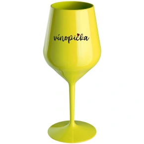 VÍNOPIČKA - žltý nerozbitný pohár na víno 470 ml