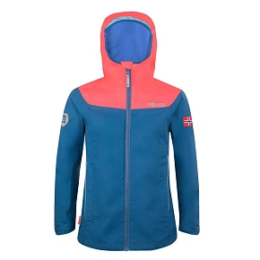 Dievčenská bunda do dažďa Trollkids Bergen midnight blue/coral (611-138)