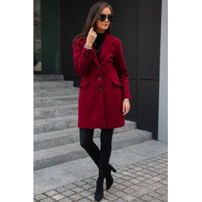 Dámsky kabát PLA0012 Bordeaux - Roco Fashion